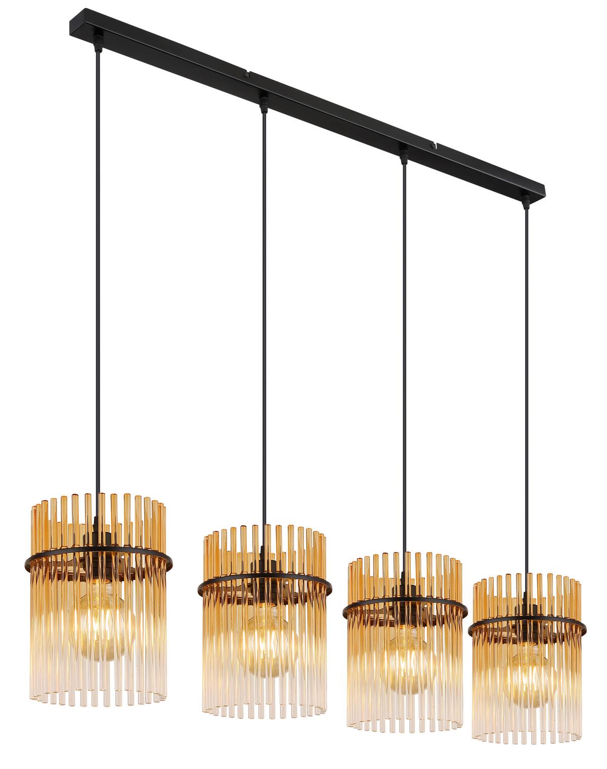 HÄNGELEUCHTE 15698-4HA GORLEY - Klar/Bernsteinfarben, Basics, Glas/Kunststoff (110/20/140cm) - Globo