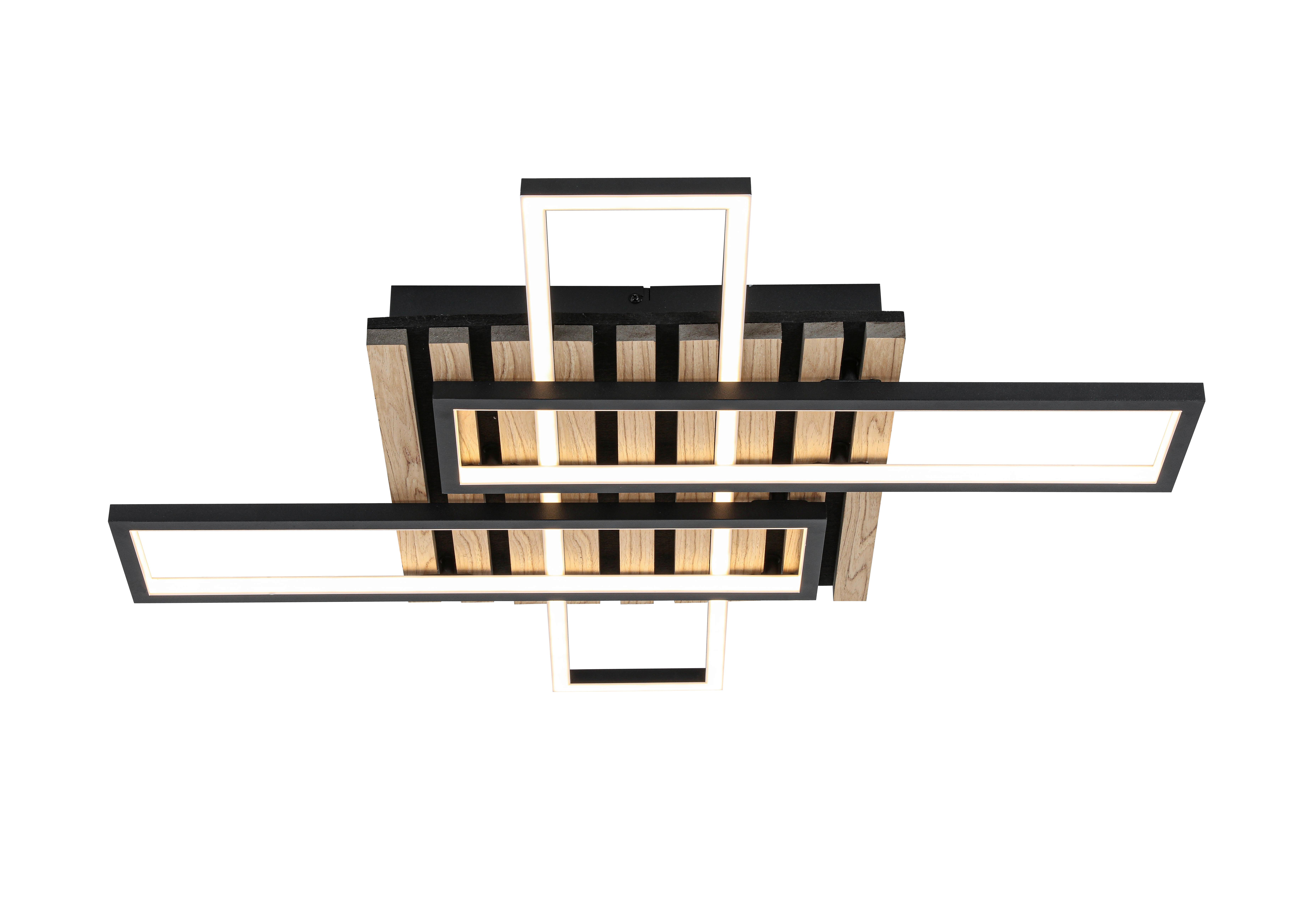 LAMPA SUFITOWA LED LONG BEACH *SBN* - kolor dębowy/czarny, Natur, materiał drewnopochodny/tworzywo sztuczne (73,5/66,5/7,5cm) - Novel