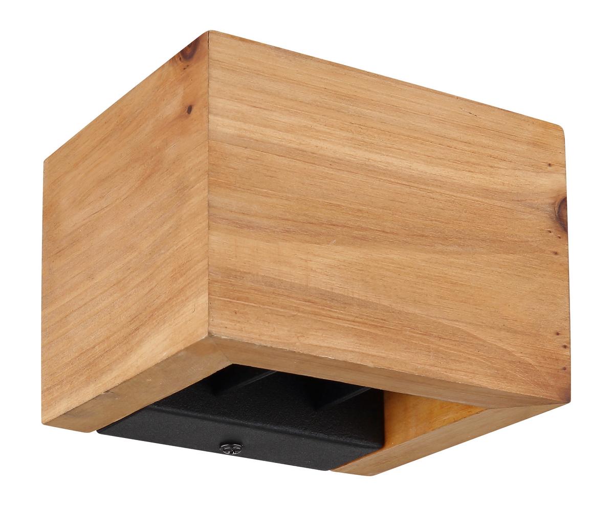 LED-Wandleuchte 15553W1 in Schwarz/Dunkelbraun max. 8 W - Dunkelbraun/Schwarz, Design, Holz/Metall (13,5/11,5/9,5cm) - Globo