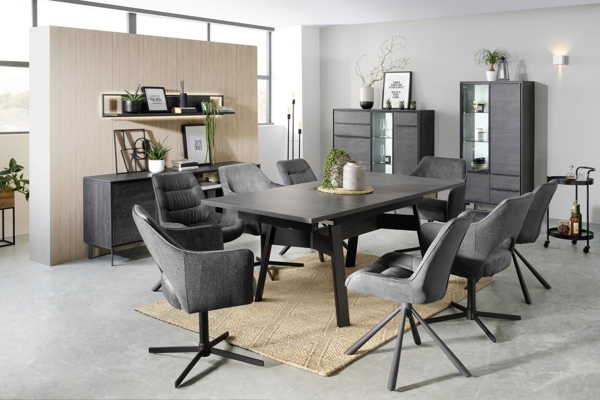 Vitrine in Anthrazit - Anthrazit/Schwarz, Modern, Glas/Holzwerkstoff (73/159/40cm) - Premium Living