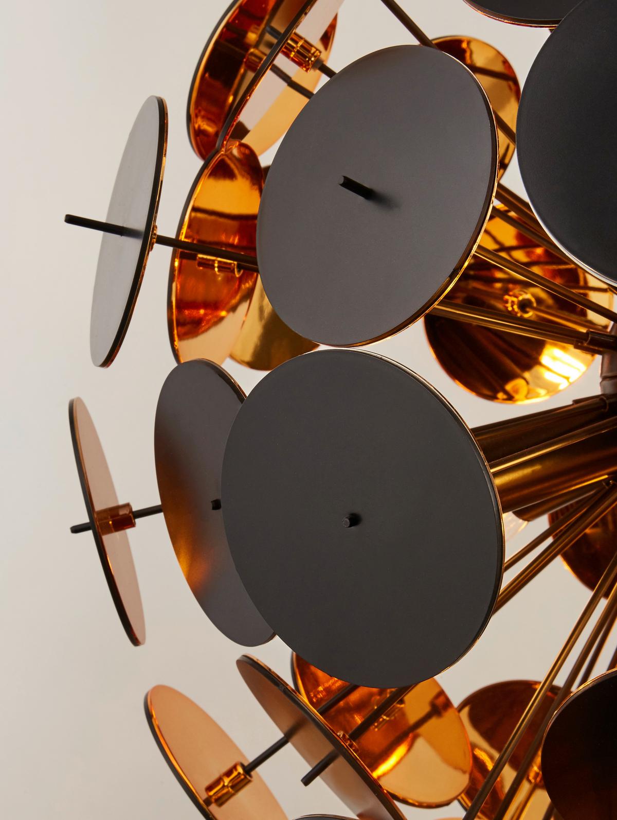 Függőlámpa Discus 3076-6bg - fekete/aranyszínű, Design, fém (54/135cm)