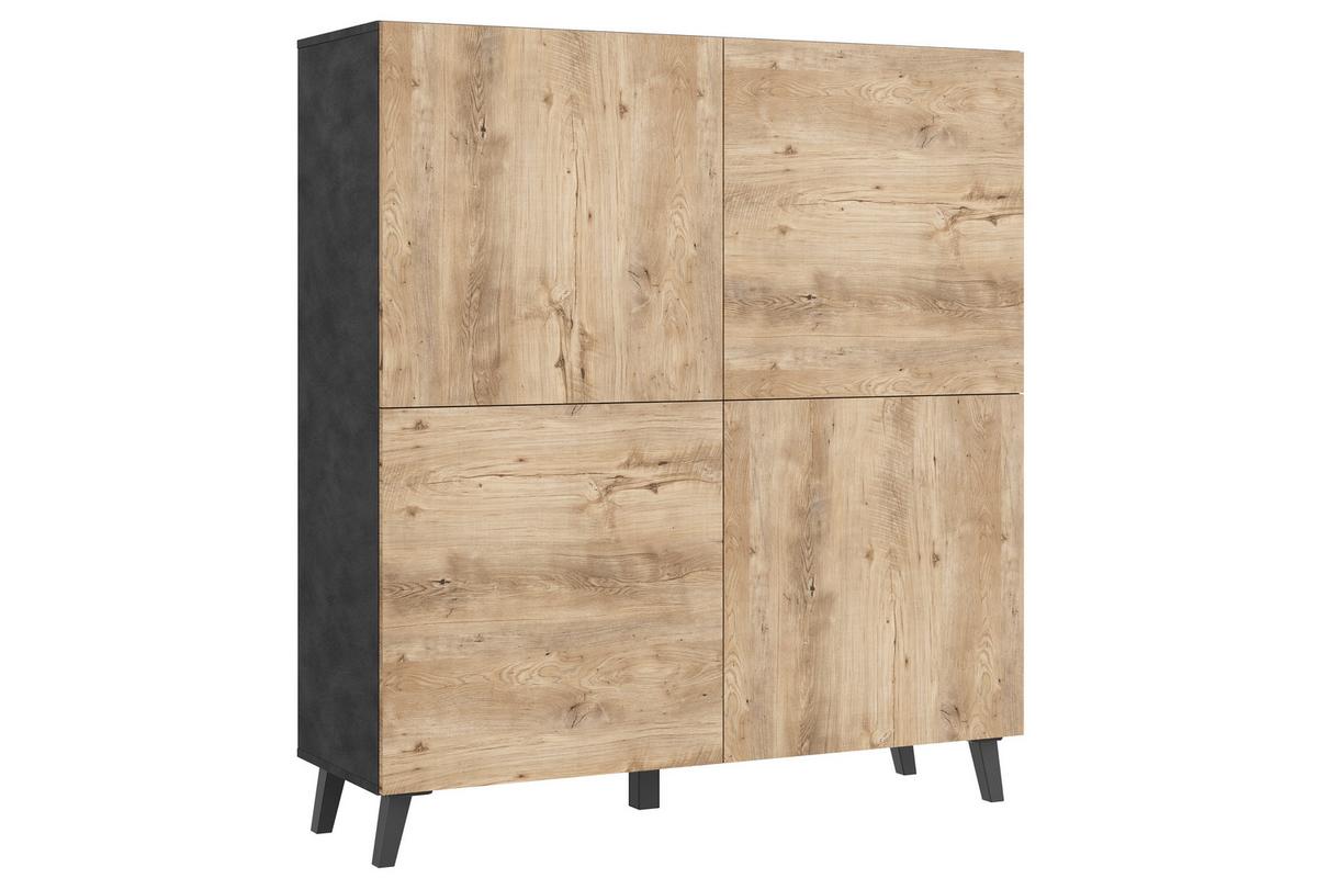 HIGHBOARD HIGHBOARD PHUKET 120 - Kastanieneichefarben/Anthrazit, Design, Holzwerkstoff/Kunststoff (120/128/39cm) - Livetastic