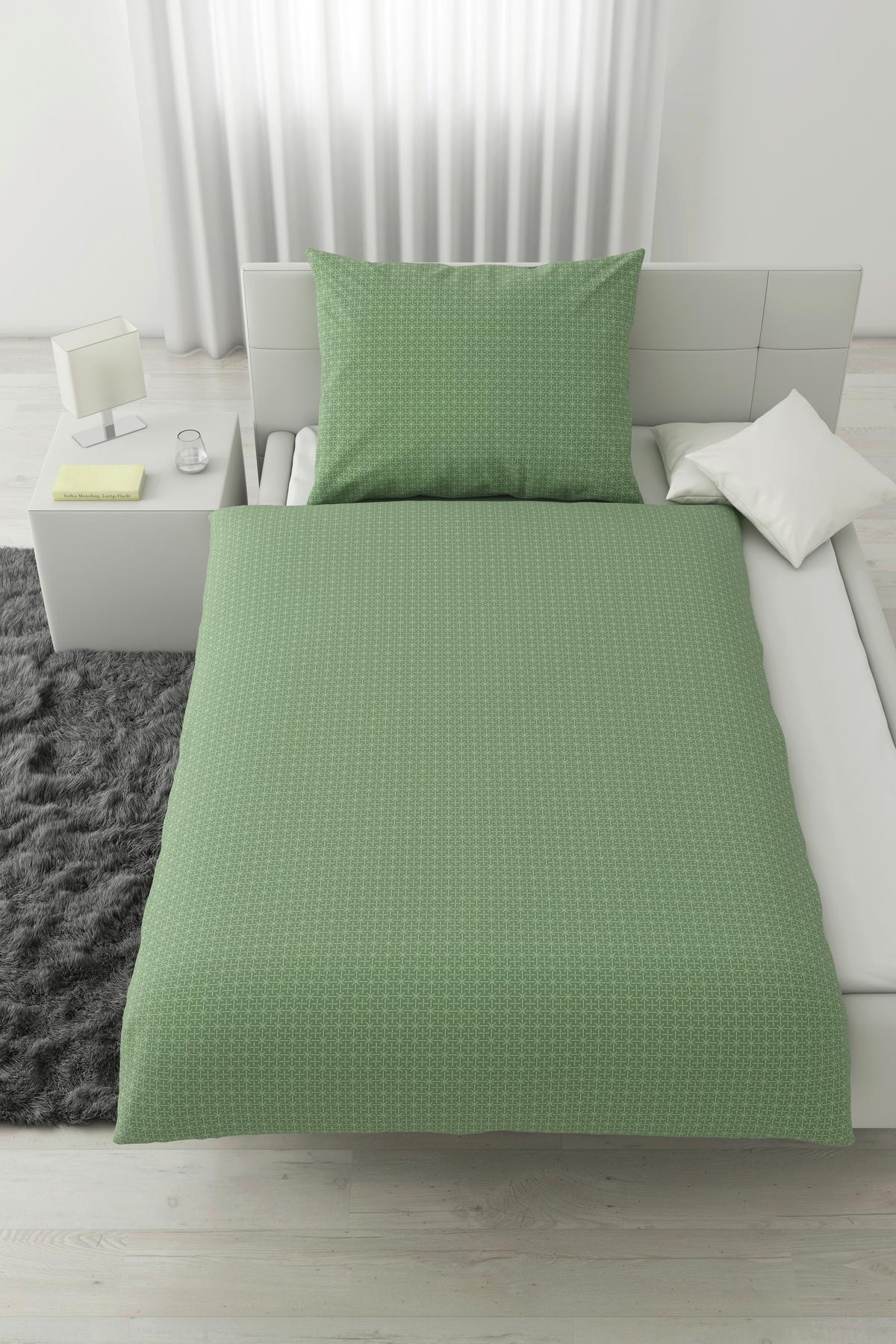 BETTWÄSCHESET LAURA - Grün, Konventionell, Textil (160/210cm) - Modern Living