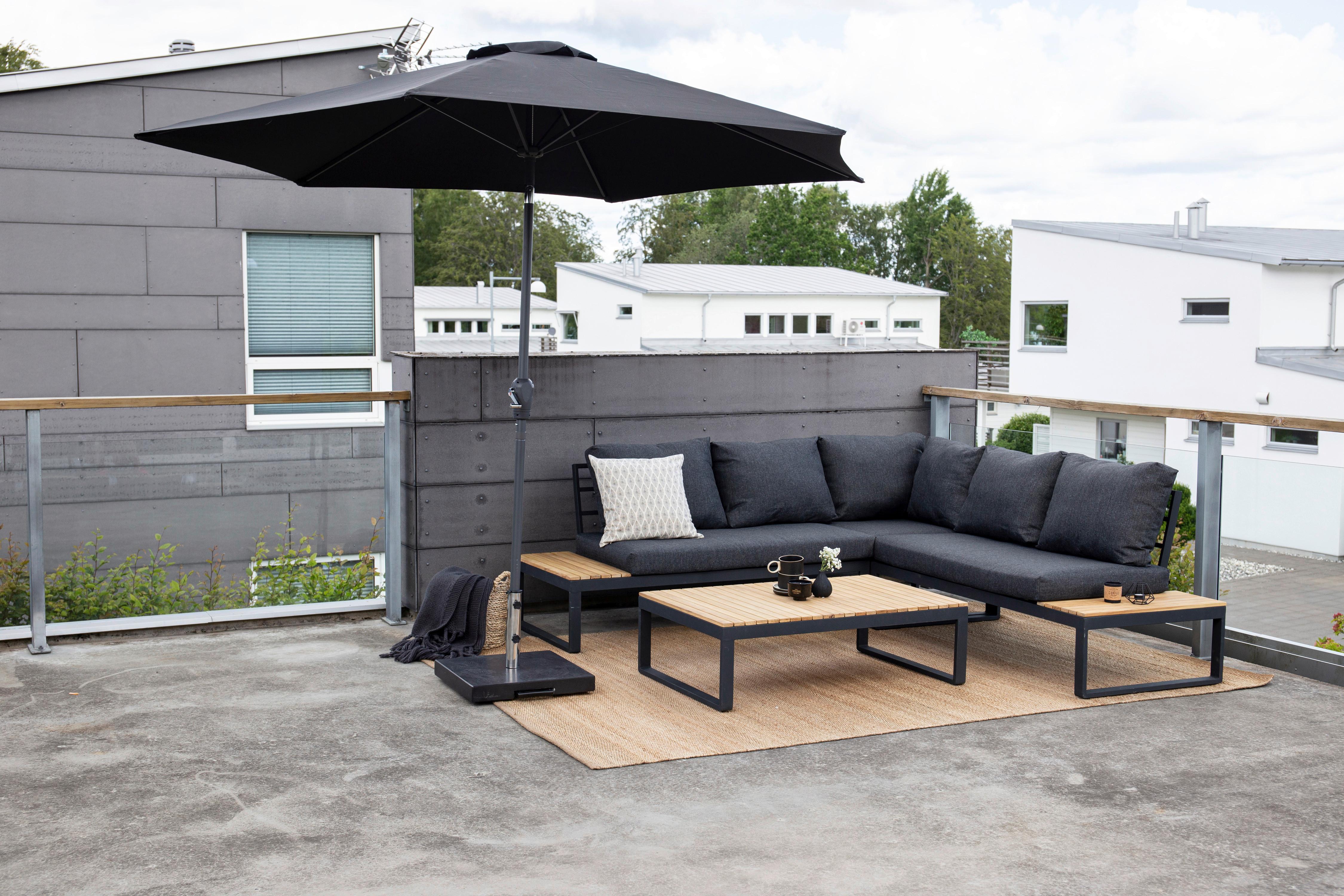 Sonnenschrim Leeds ca. 300x300 cm Grau/Schwarz - Schwarz/Grau, KONVENTIONELL, Textil/Metall (300/300cm) - Gardenson