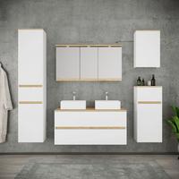 Badezimmer Cosila - Honigeiche/Weiss, Trend, Keramik/Holzwerkstoff (191cm) - MID.YOU