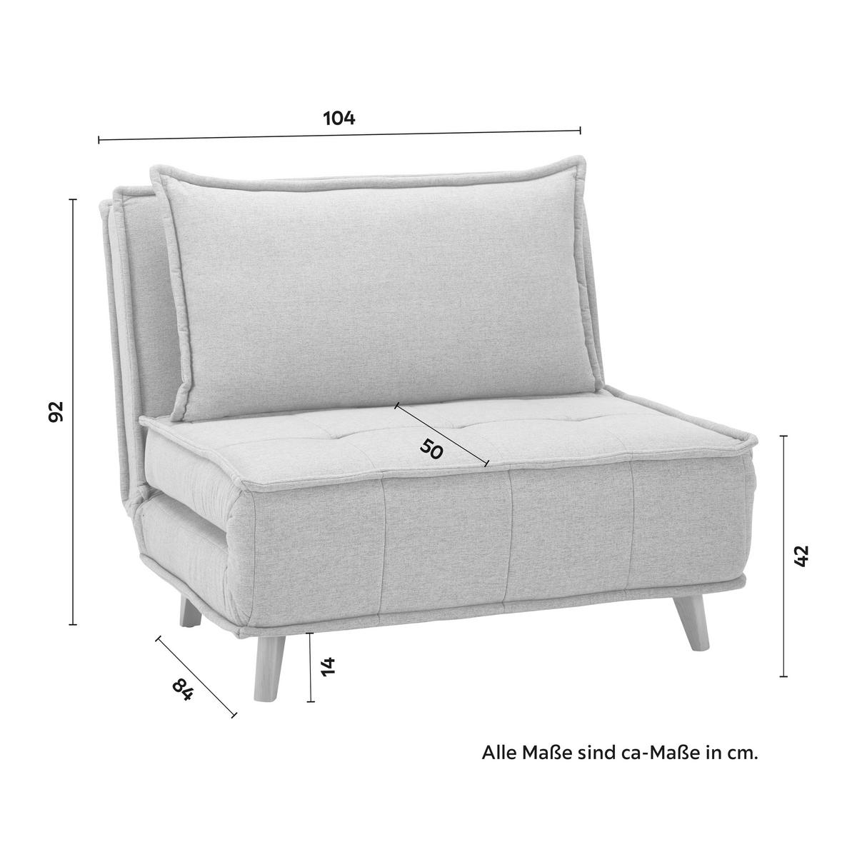 Fotelja Na Razvlačenje Layla - prirodne boje/svijetlo siva, Moderno, drvo/tekstil (104/92/84cm) - Bessagi Home