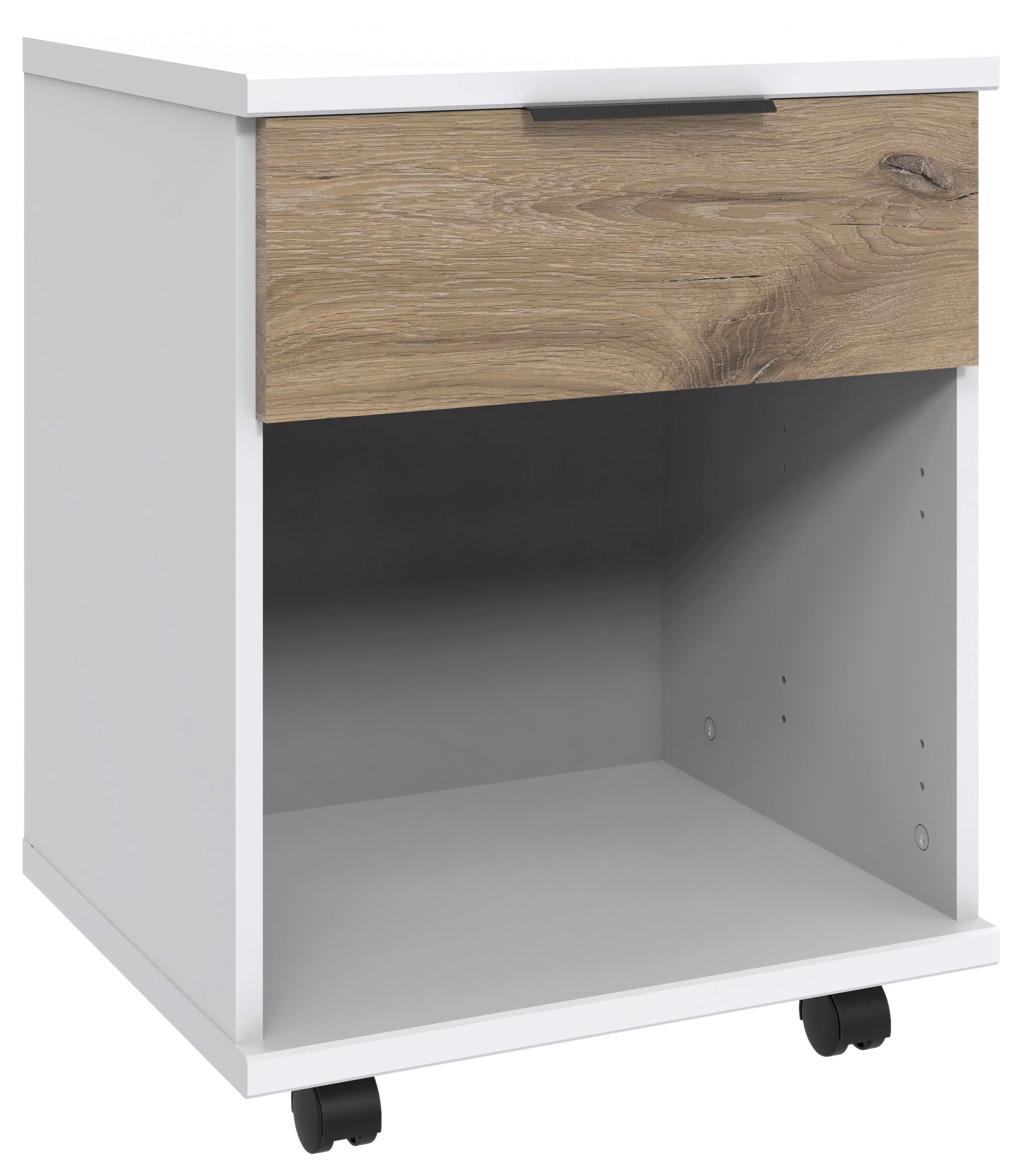 Görgős Konténer Norderney - tölgyfa színű/fekete, Design, műanyag/faalapú anyag (52/40/38cm) - Boxxx