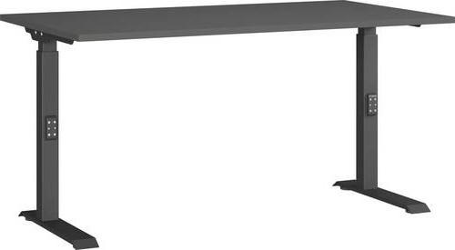 Schreibtisch Ribera in Schwarz/Graphitfarben - Graphitfarben/Schwarz, MODERN, Holzwerkstoff/Metall (140/68-91/80cm) - Premium Living