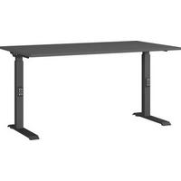 Schreibtisch Ribera in Schwarz/Graphitfarben - Graphitfarben/Schwarz, MODERN, Holzwerkstoff/Metall (140/68-91/80cm) - Premium Living