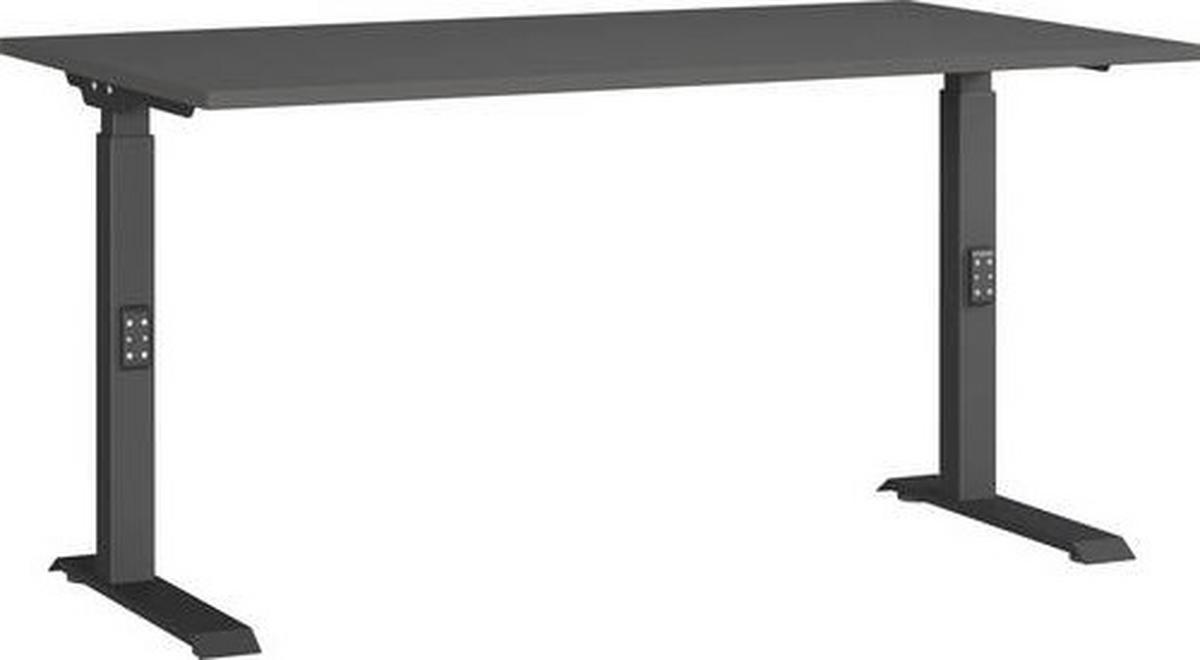 Schreibtisch Ribera in Schwarz/Graphitfarben - Graphitfarben/Schwarz, MODERN, Holzwerkstoff/Metall (140/68-91/80cm) - Premium Living