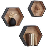 ZESTAW REGAŁÓW ŚCIENNYCH BEN - czarny/dąb artisan, Basics, materiał drewnopochodny (30-37/26-32/9-12cm) - Xora