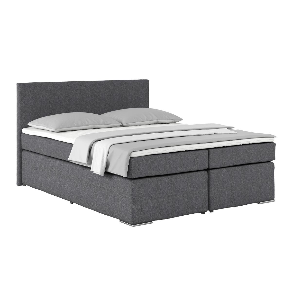Boxspring Krevet Nero - siva/boje kroma, Konvencionalno, tekstil/metal (160/200cm) - Best Price