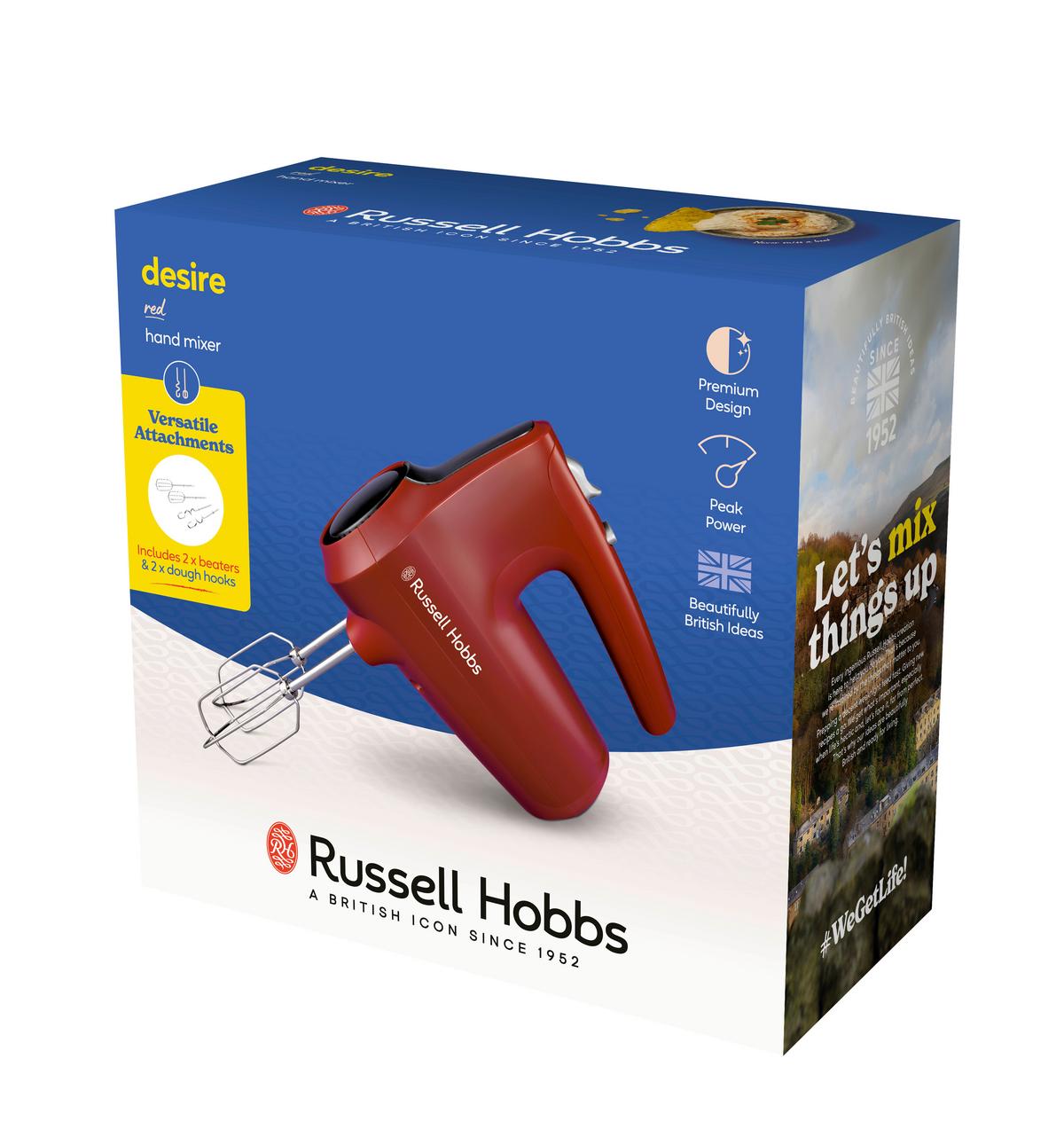 Kézi Mixer Russell Hobbs Desire Red - piros, Modern, műanyag (18,5/29cm) - Russell Hobbs