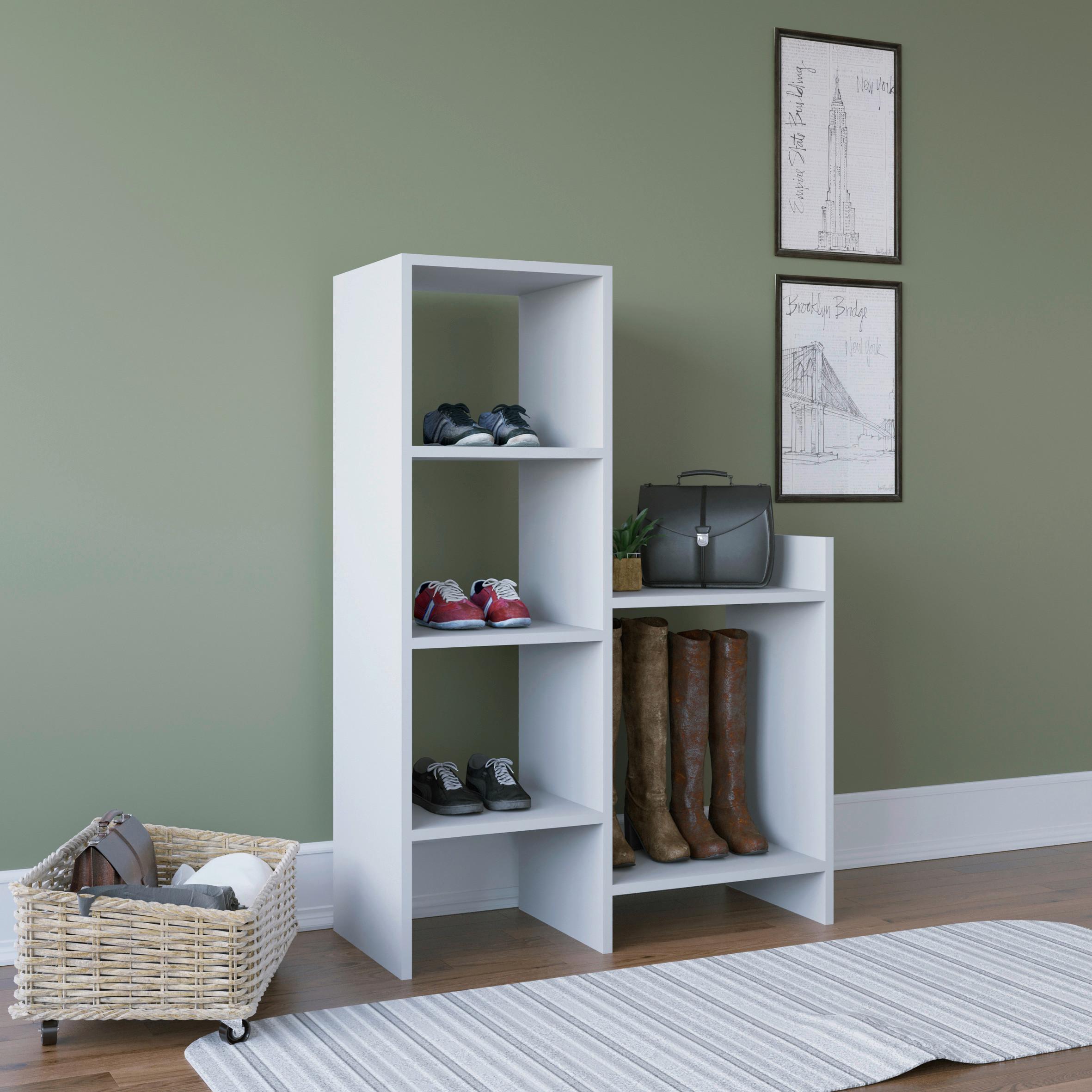 Regal Za Čevlje Earl - bela, Design, leseni material (85,6/120/35,6cm) - Livetastic
