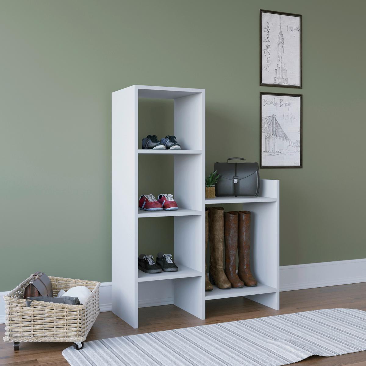 Regal Za Čevlje Earl - bela, Design, leseni material (85,6/120/35,6cm) - Livetastic