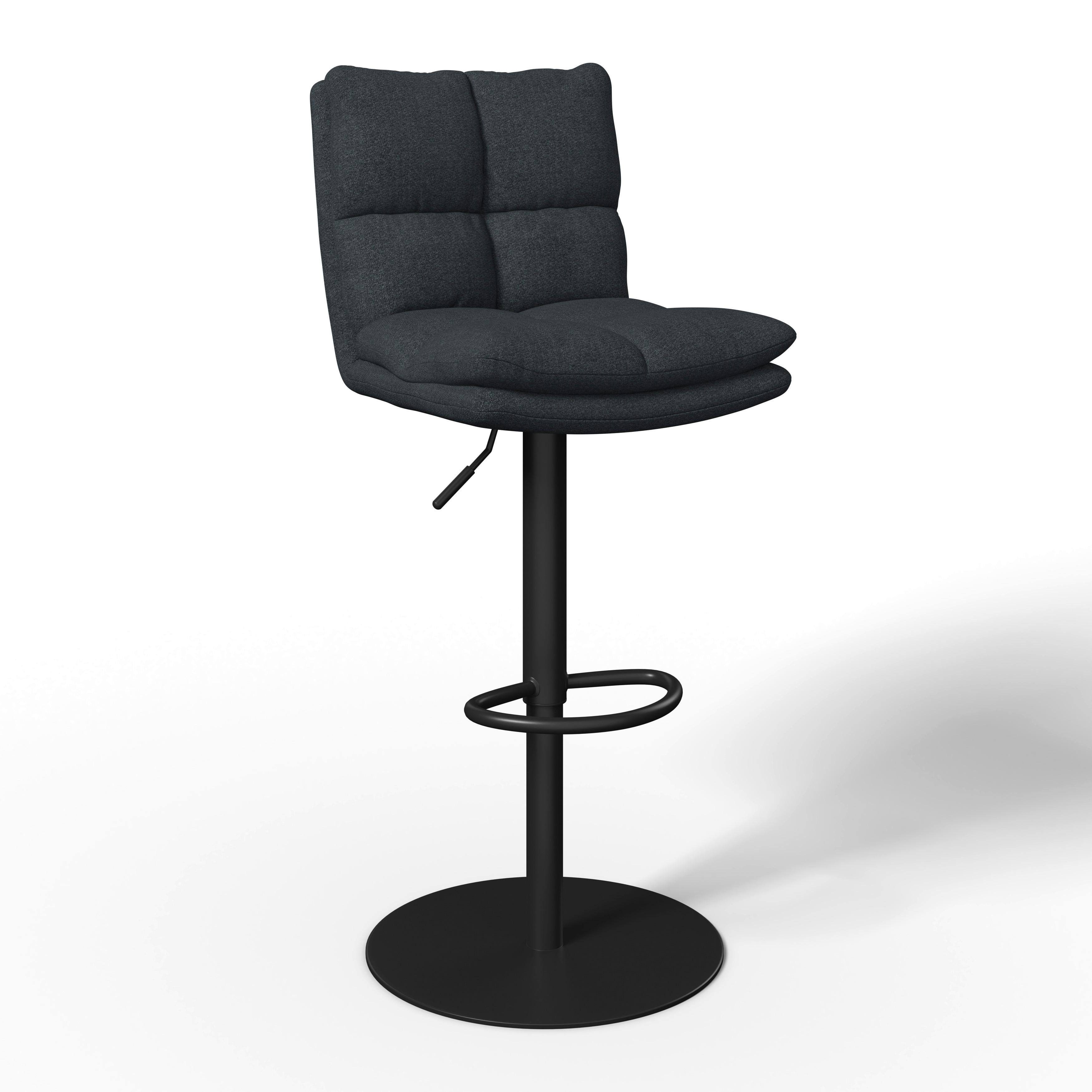TABOURET DE BAR CAJA - noir, MODERN, métal/textile (47/87-107/49cm) - Bessagi Home