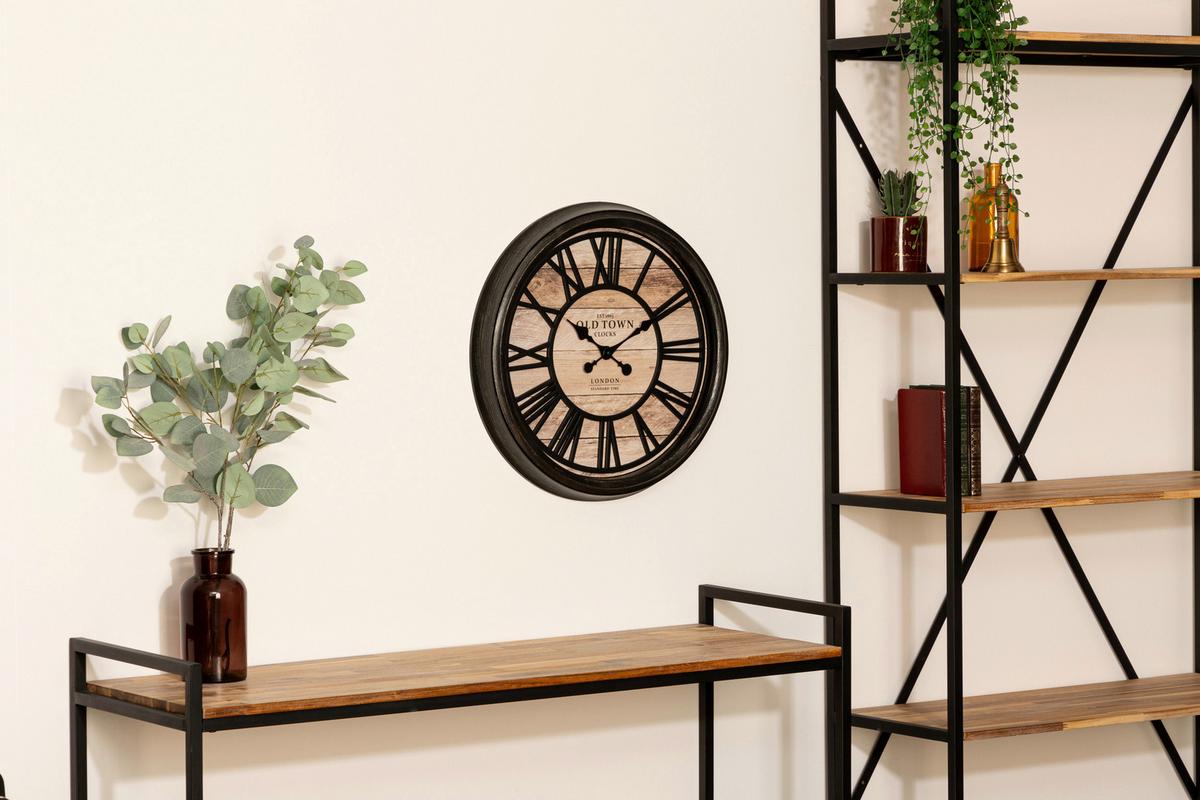 Wanduhr Elda Braun/Eichefarben - Eichefarben/Braun, Glas/Kunststoff (50,6/5,5cm) - Mömax