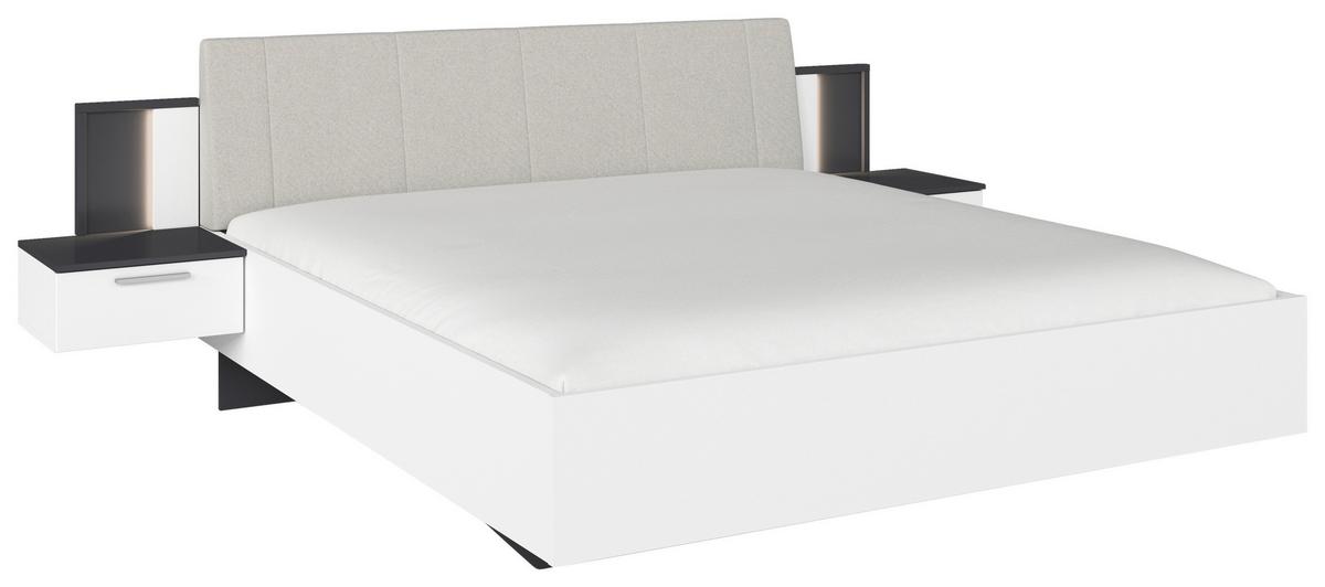 Posteljna Garnitura Caspio - siva/bela, Konvencionalno, tekstil/leseni material (180/200cm) - Premium Living