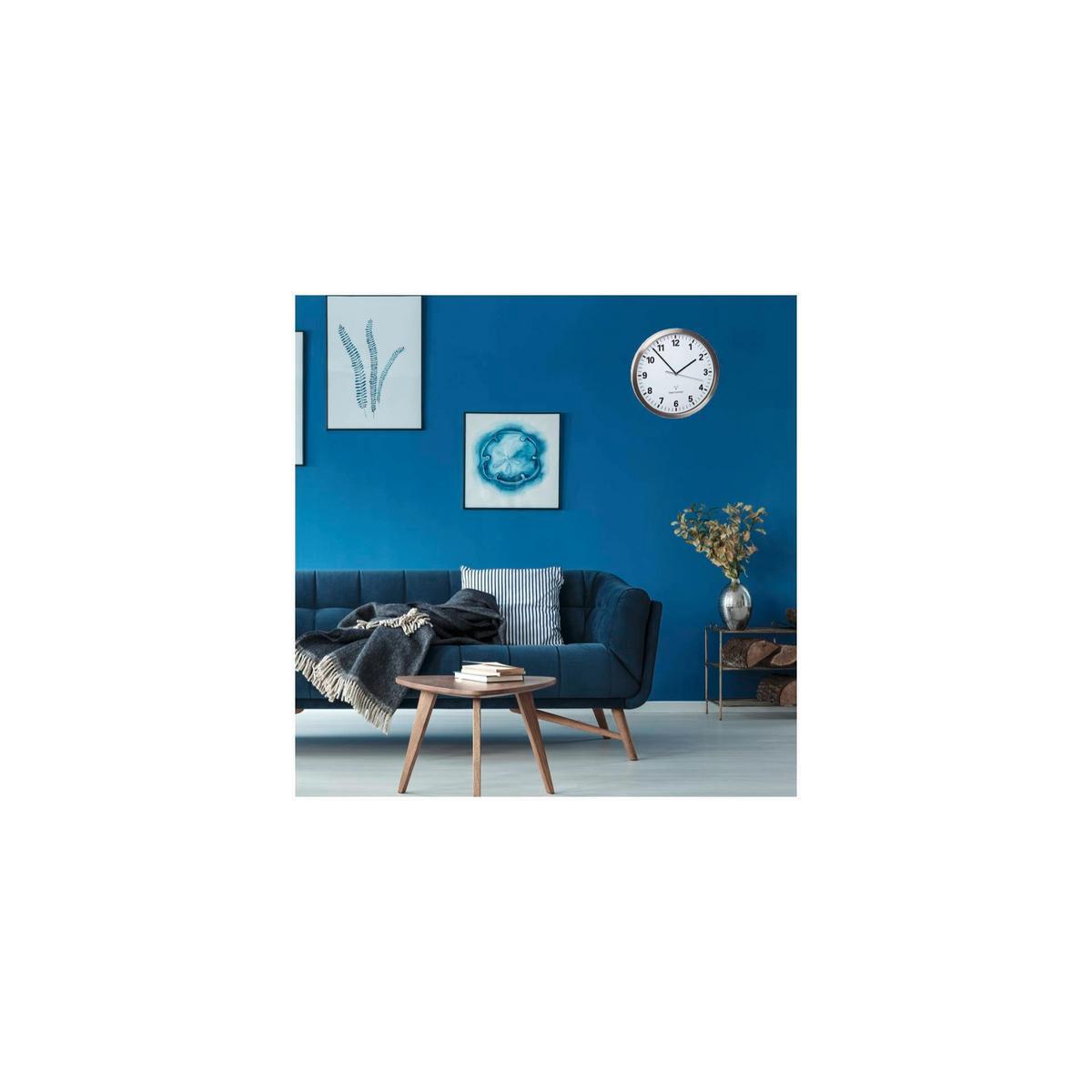 Funkuhr Wanduhr Weiß/Edelstahlfarben - Edelstahlfarben/Weiß, Basics, Kunststoff/Metall (30,5/4,3/30,5cm)