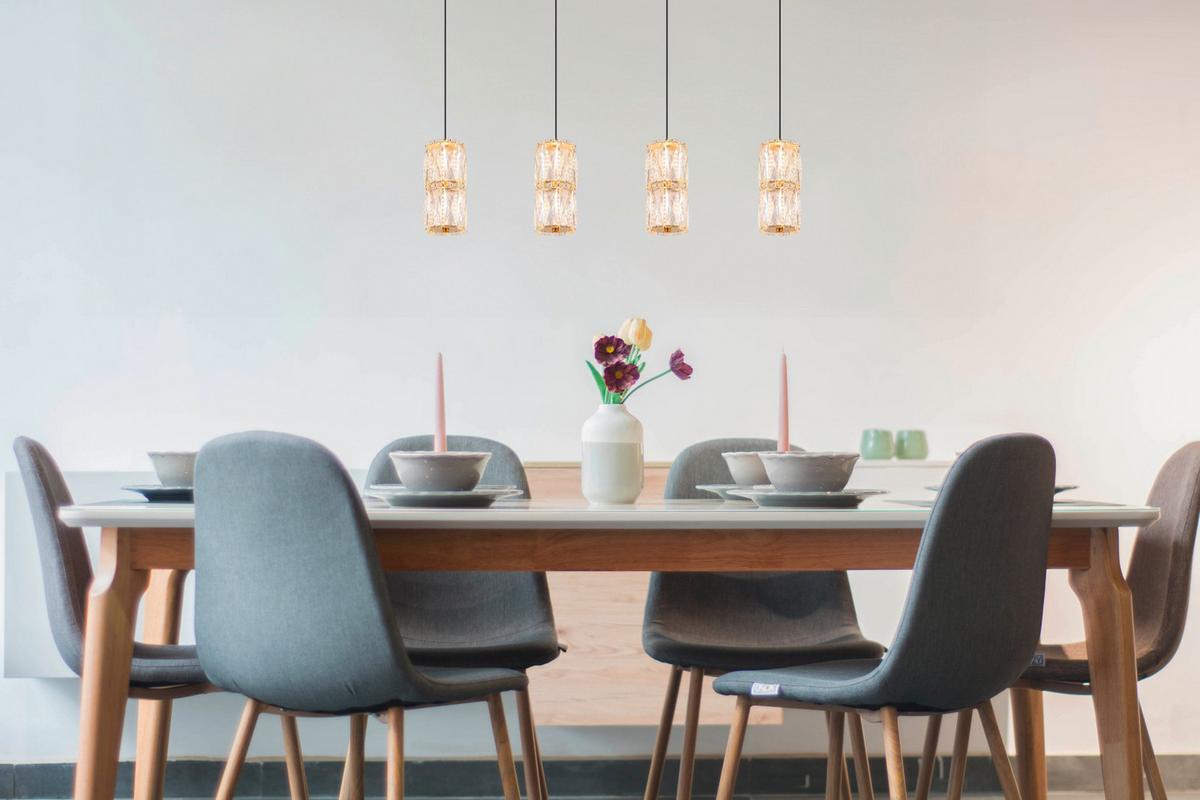 LED-HÄNGELEUCHTE 16051-4 - Goldfarben/Schwarz, Design, Glas/Kunststoff (84.5/9.5/150cm) - Globo