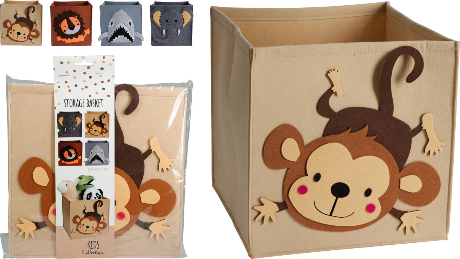 Tárolódoboz Kids Collection - világosszürke/barna, textil (30/30/30cm)