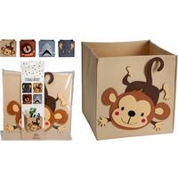 Tárolódoboz Kids Collection - világosszürke/barna, textil (30/30/30cm)