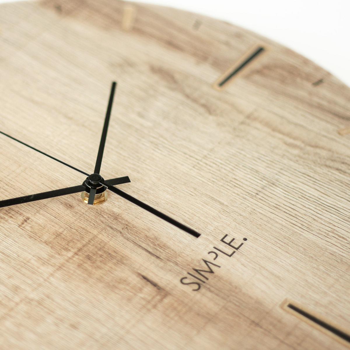 Wanduhr Schwarz/Eichefarben Ø ca. 36cm - Eichefarben/Schwarz, Basics, Holz/Kunststoff (36/37/5cm)