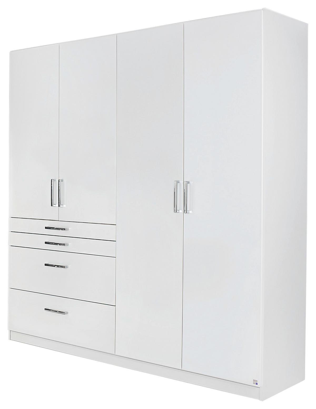 Drehtürenschrank in Weiss Hochglanz - Weiss/Alufarben, Modern, Holzwerkstoff/Kunststoff (181/197/54cm) - Mömax