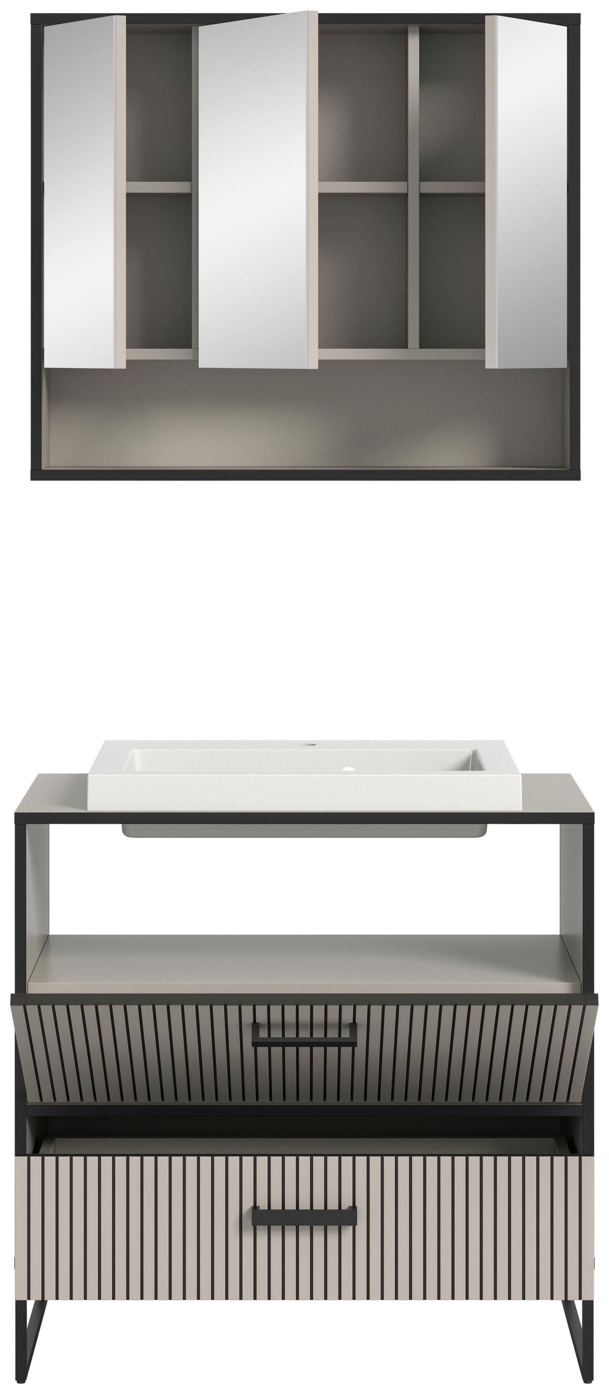 Badezimmer BAGNO 2-teilig ca.80 cm Kaschmir - Kaschmir/Schwarz, MODERN, Holzwerkstoff/Metall (80cm) - MID.YOU