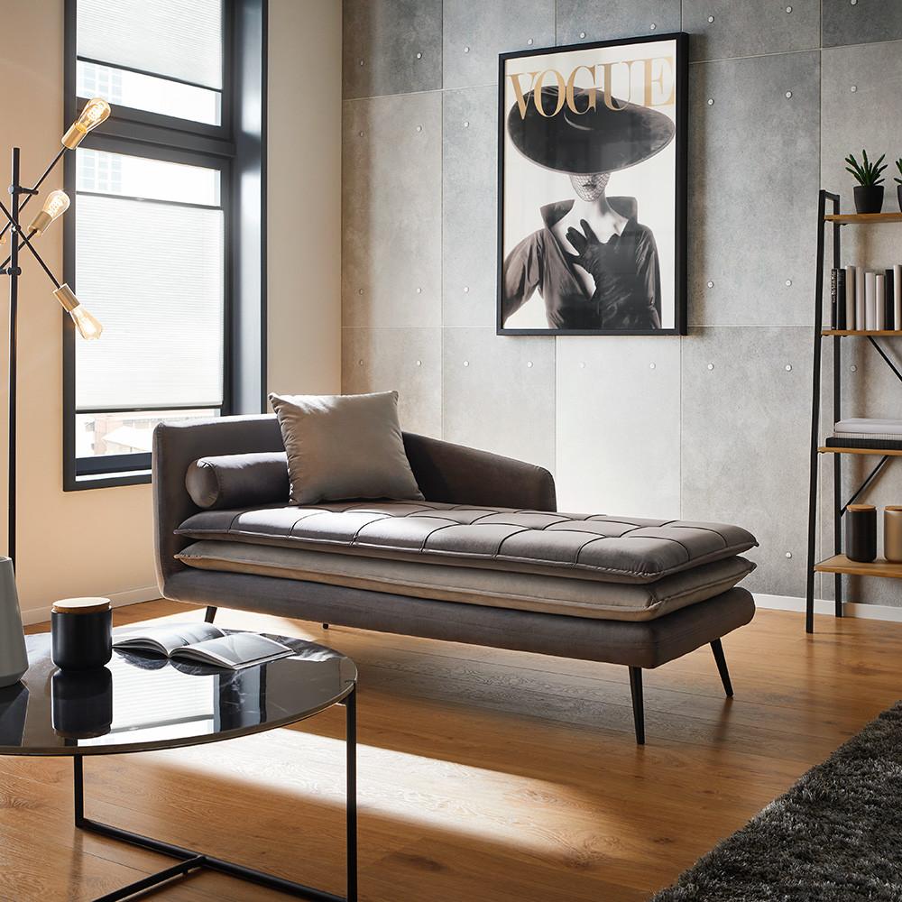 Rekamié Emilia - sötétszürke/szürke, Modern, textil/fa (75/73/162cm) - Bessagi Home