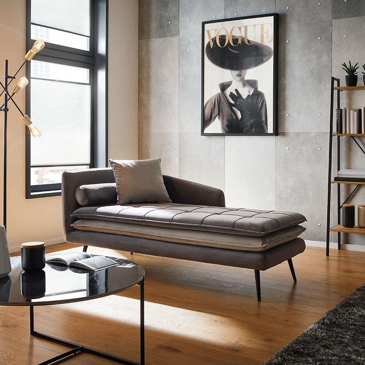Rekamié Emilia - sötétszürke/szürke, Modern, textil/fa (75/73/162cm) - Bessagi Home