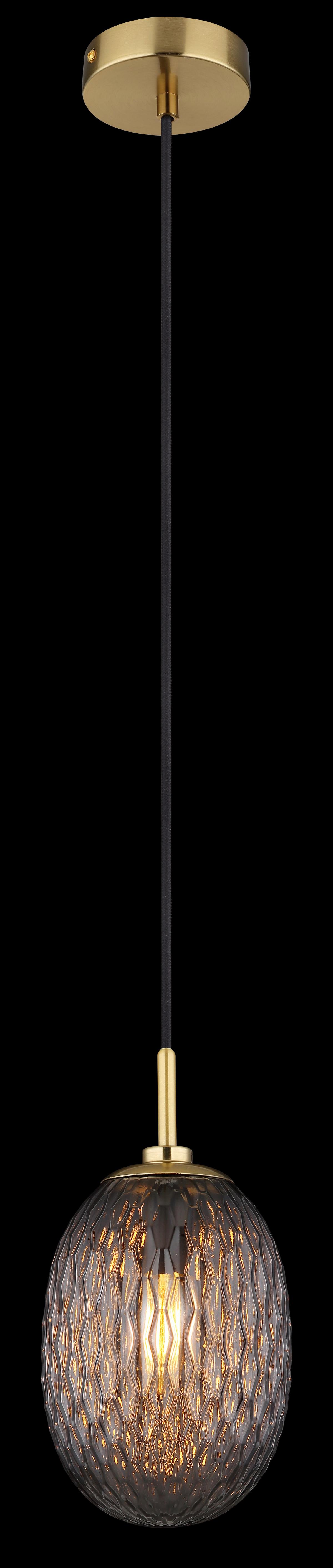 HÄNGELEUCHTE 15899H1 - Goldfarben/Schwarz, Basics, Glas/Textil (15/120cm) - Globo