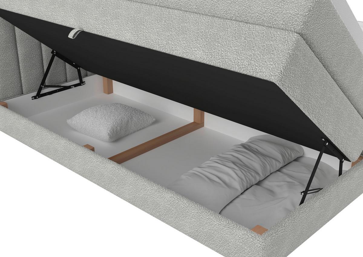 Boxspringbett Lina Hellgrau ca. 200x200cm - Hellgrau, KONVENTIONELL, Holz/Holzwerkstoff (200/200cm) - Premium Living