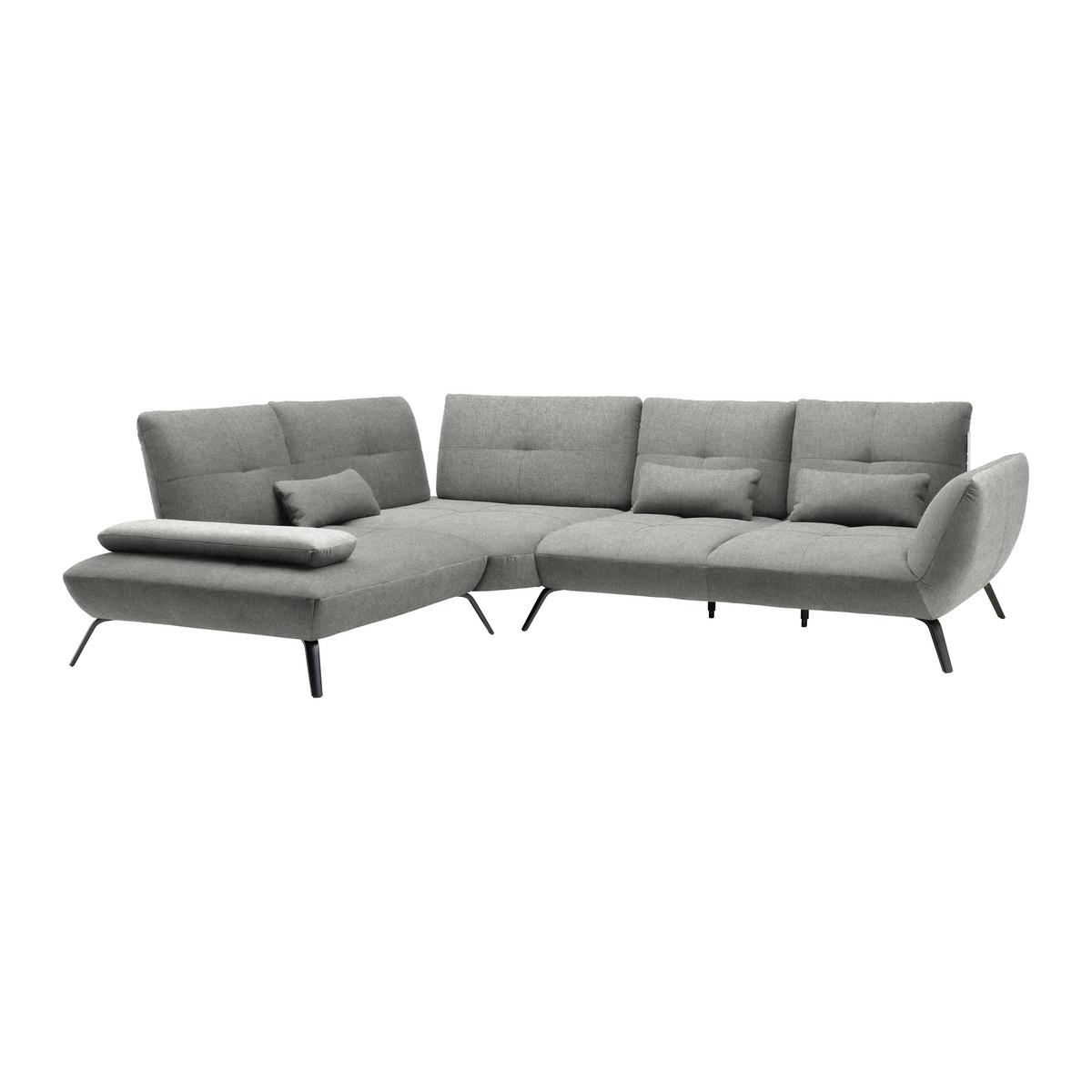 Wohnlandschaft Trendy Grau - Schwarz/Grau, MODERN, Holzwerkstoff/Textil (250/93/310cm) - Premium Living