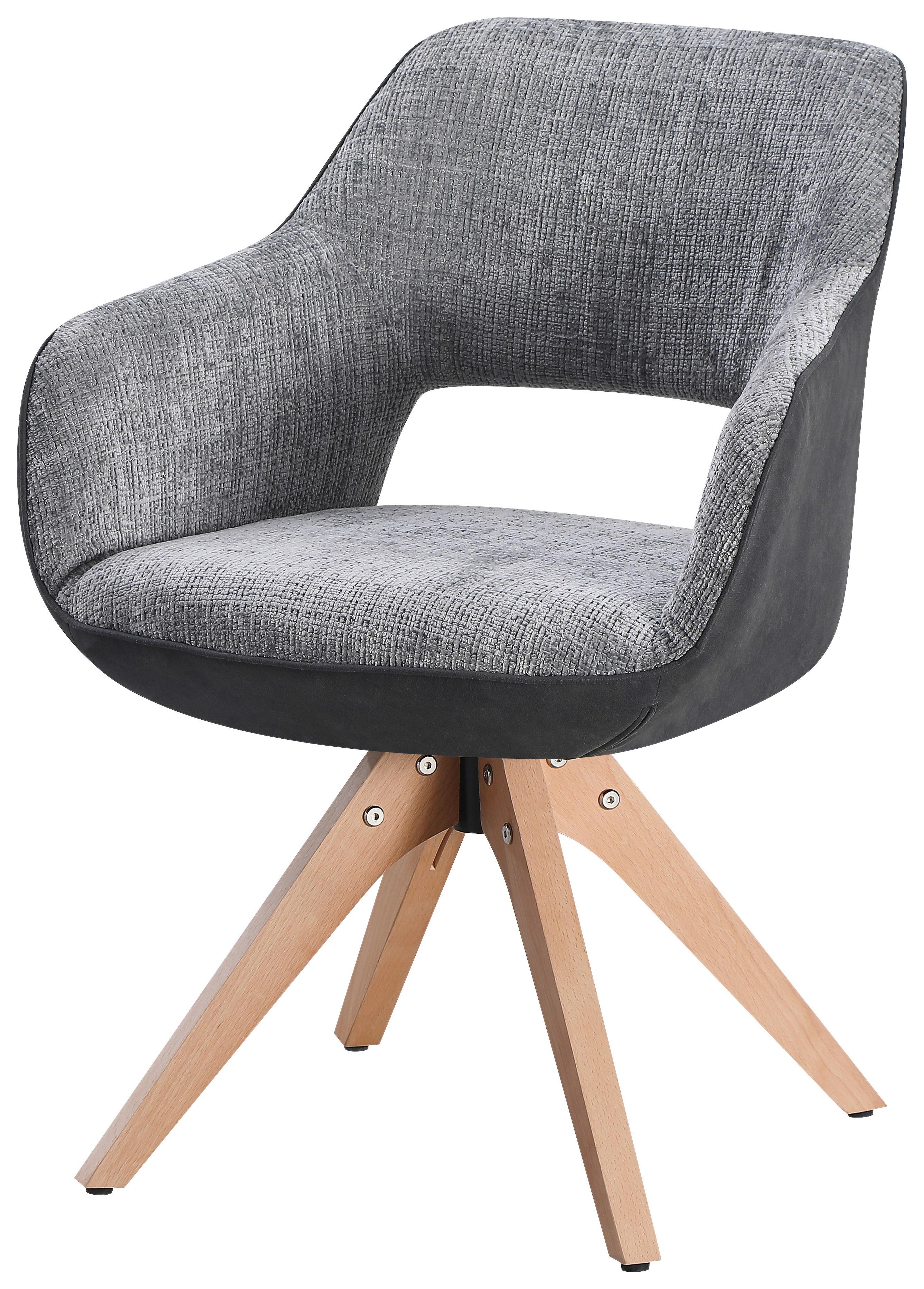 Scaun cu brate RELAX -TOP- - culoare lemn fag/gri închis, Modern, lemn/textil (60/84/61cm) - Mömax