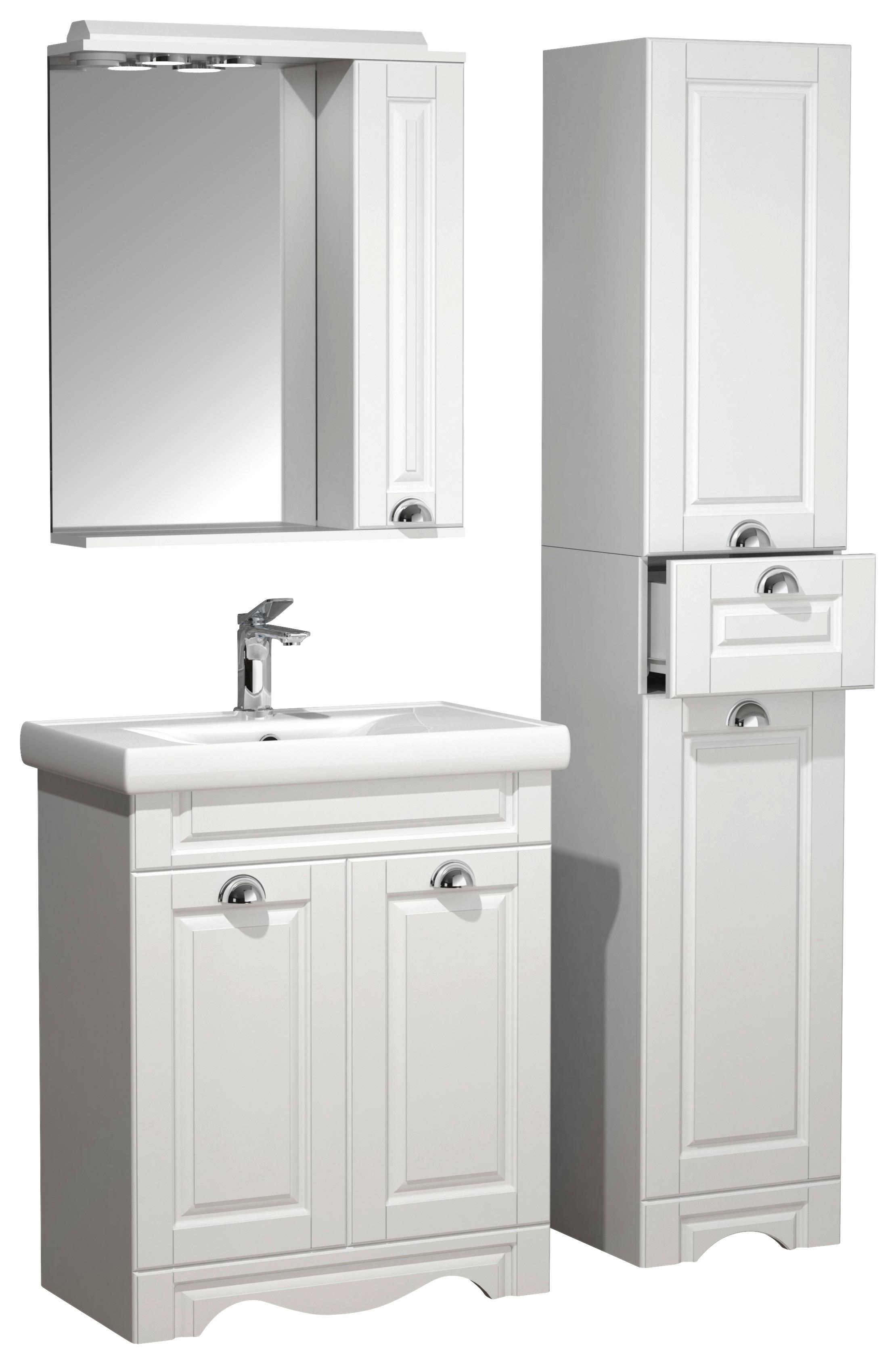 Kopalnica Casalo L, Bela - srebrne barve/bela, Moderno, kovina/steklo (96cm) - MID.YOU