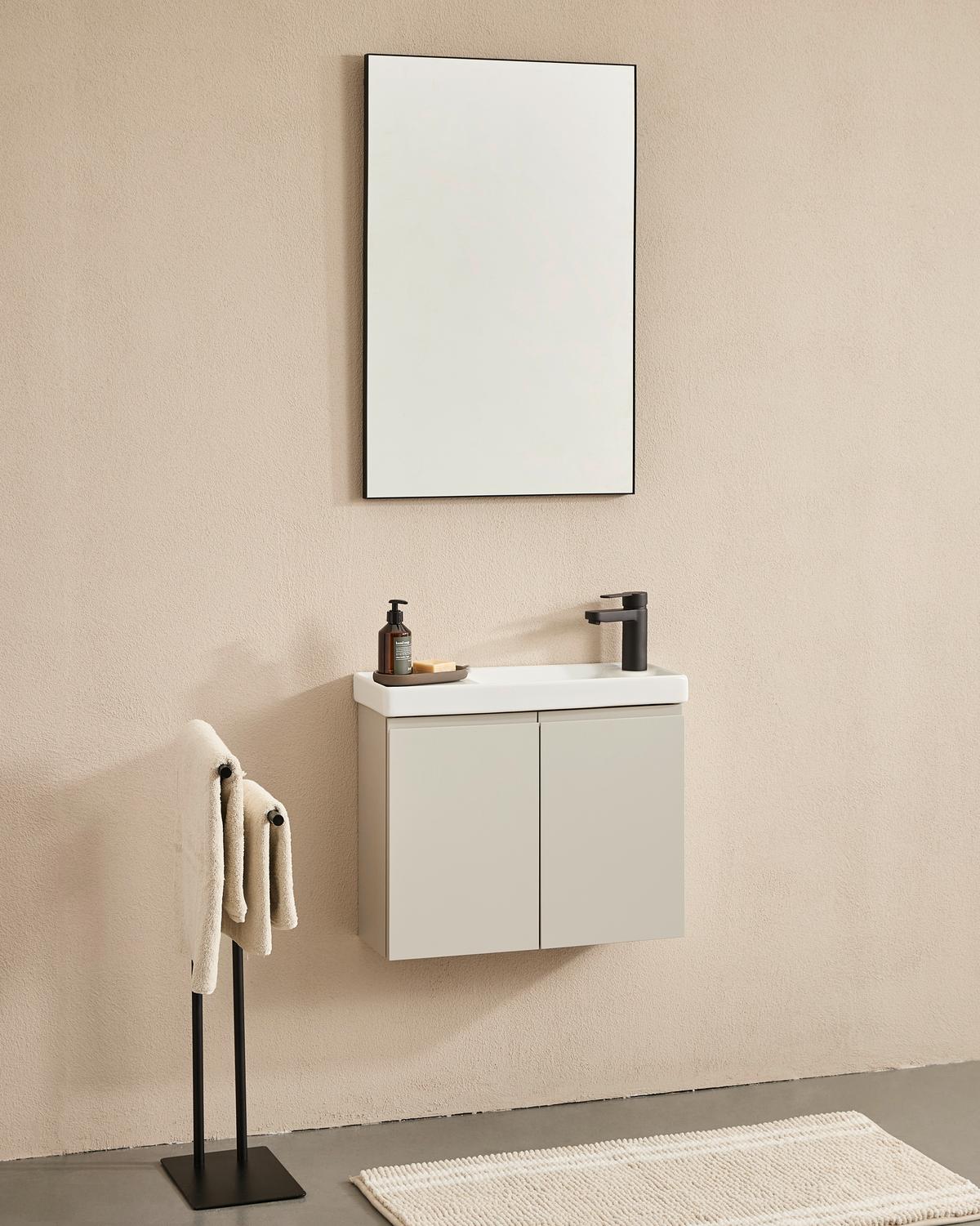 ŁAZIENKA COAST - biały wysoki połysk/kaszmir, Modern, materiał drewnopochodny/ceramika (60/140/22cm) - MID.YOU