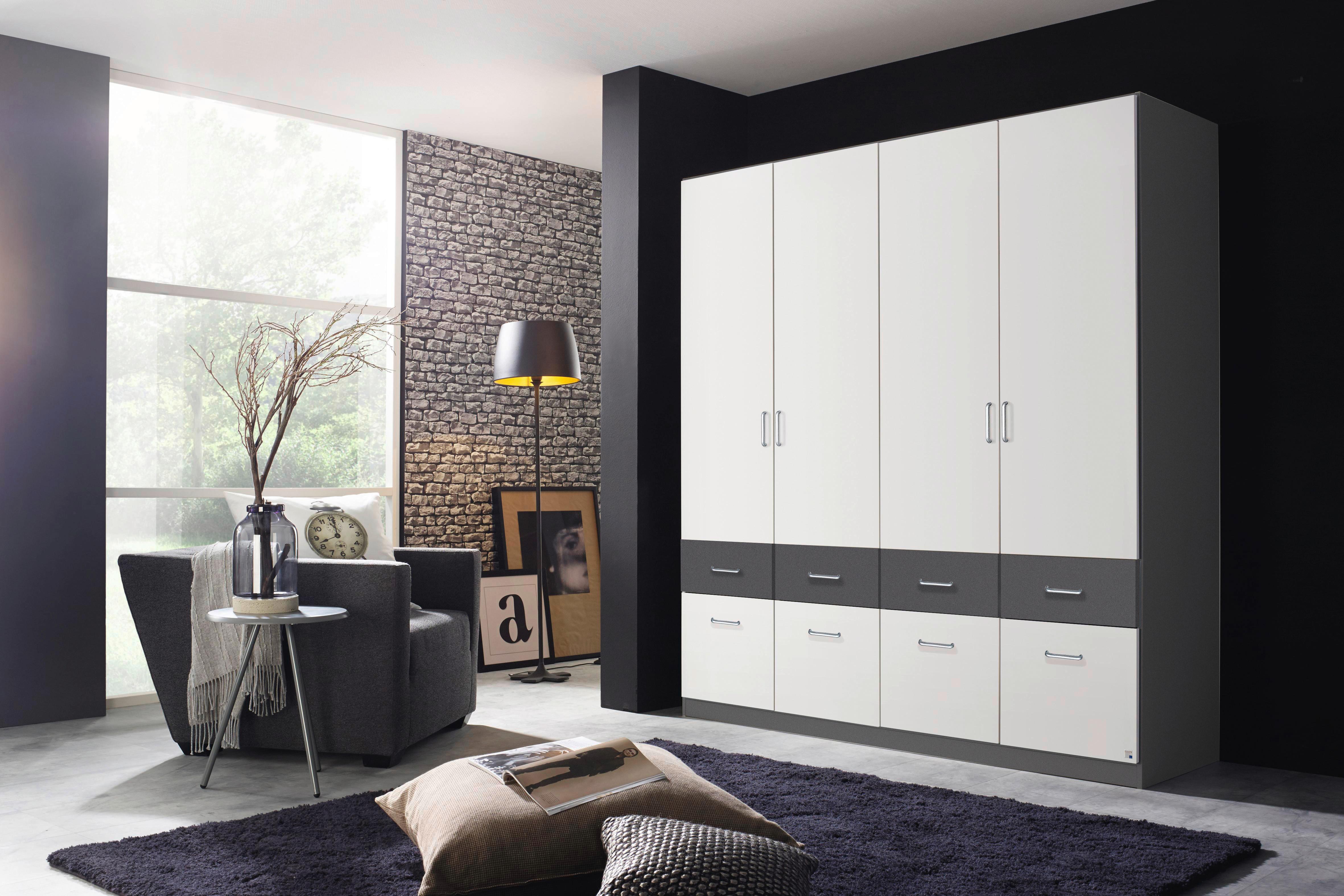 Ormar S Klasičnim Vratima Aalen - bijela/siva, drvni materijal/plastika (181/197/54cm) - Modern Living