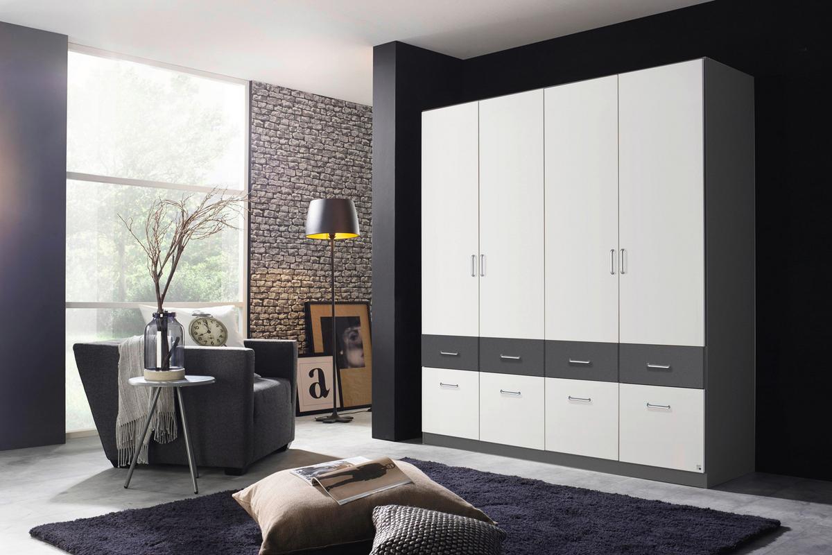 DULAP USI ROTATIVE AALEN - alb/gri, material pe bază de lemn (181/197/54cm) - Modern Living