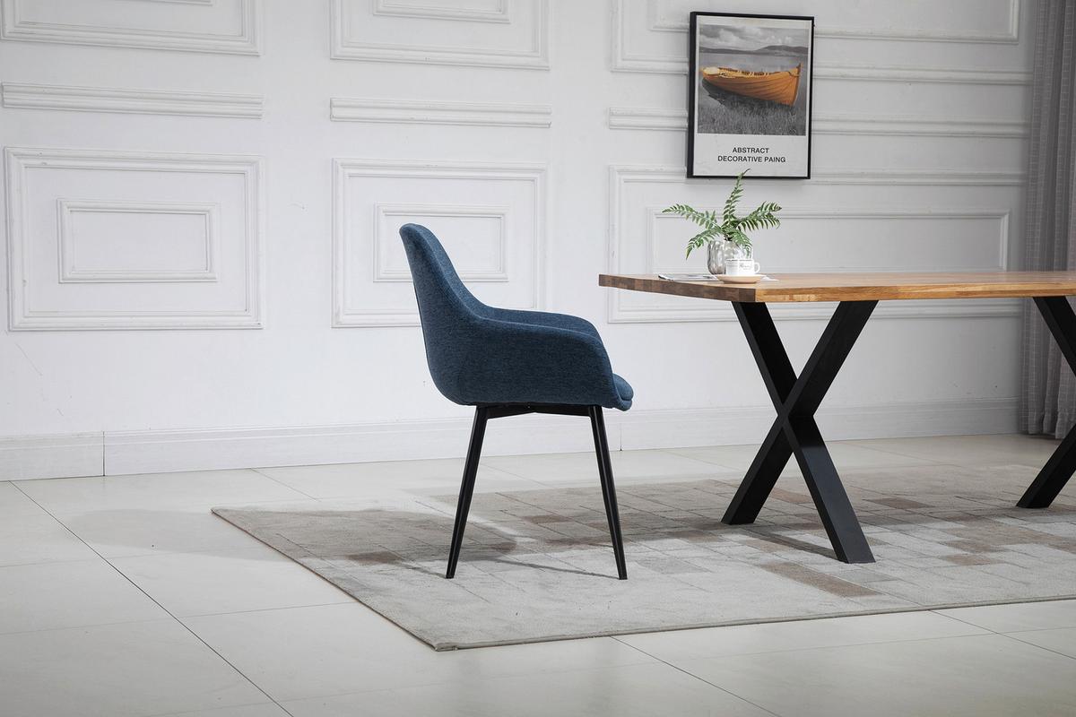 Set Naslanjačev Lena, Temno Modra, 2-Delni - črna/temno modra, Moderno, kovina/tekstil (64/86/59cm) - Livetastic