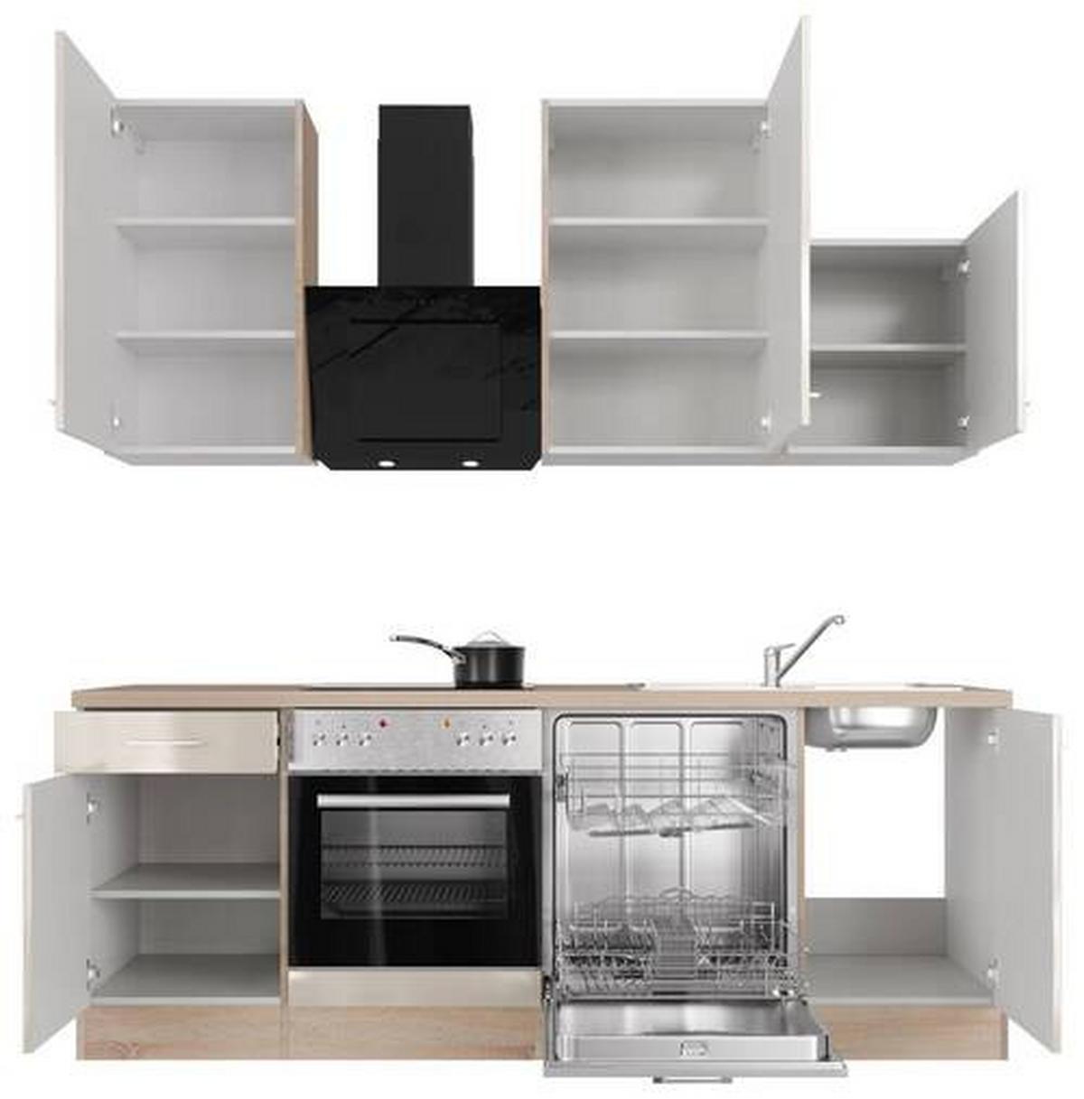 Kuhinjski Blok Z Aparati Nepal, Kašmir, Barva Hrasta - barve nerjavečega jekla/kašmir, Moderno, kovina/leseni material (220cm) - FlexWell