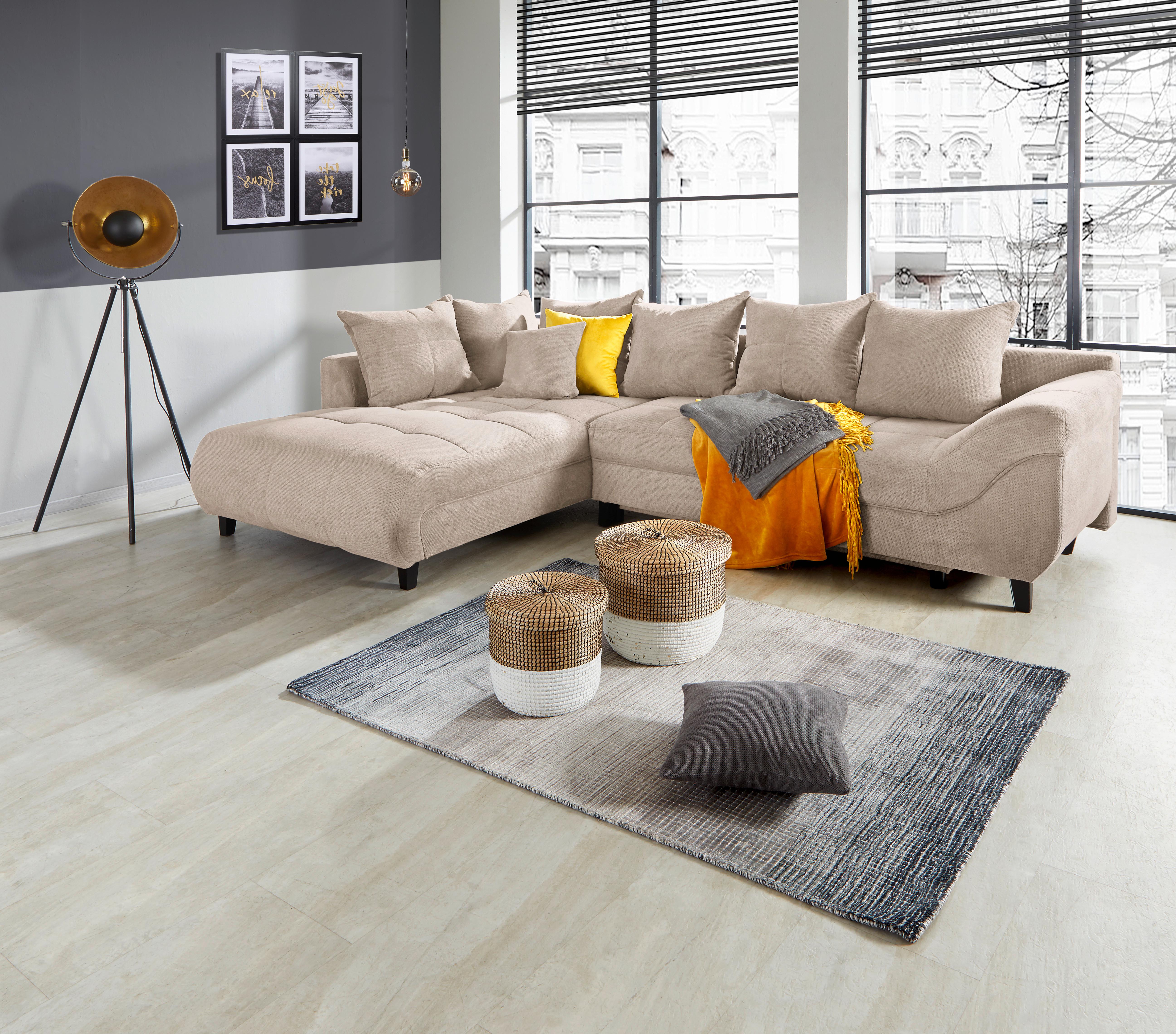 Kutna Garnitura Mendoza - bež/crna, Design, tekstil/drvo (197/309cm) - Modern Living