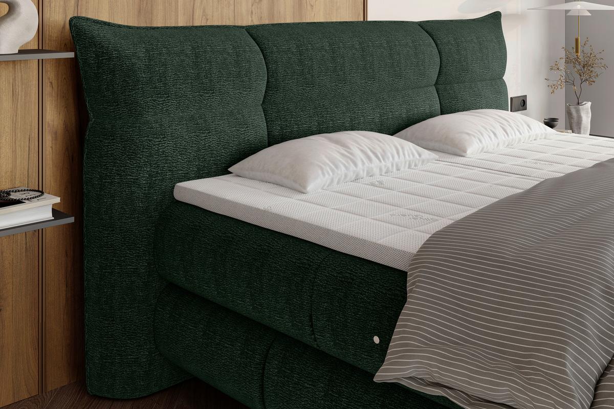 Boxspringbett Auris Dunkelgrün ca. 180x200cm - Dunkelgrün/Schwarz, KONVENTIONELL, Kunststoff/Textil (180/200cm) - Sembella