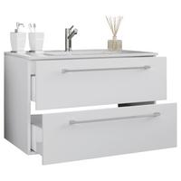 Kombiniran Umivalnik Badinos, Bela - bela/barve aluminija, Moderno, kovina/leseni material (61cm) - MID.YOU