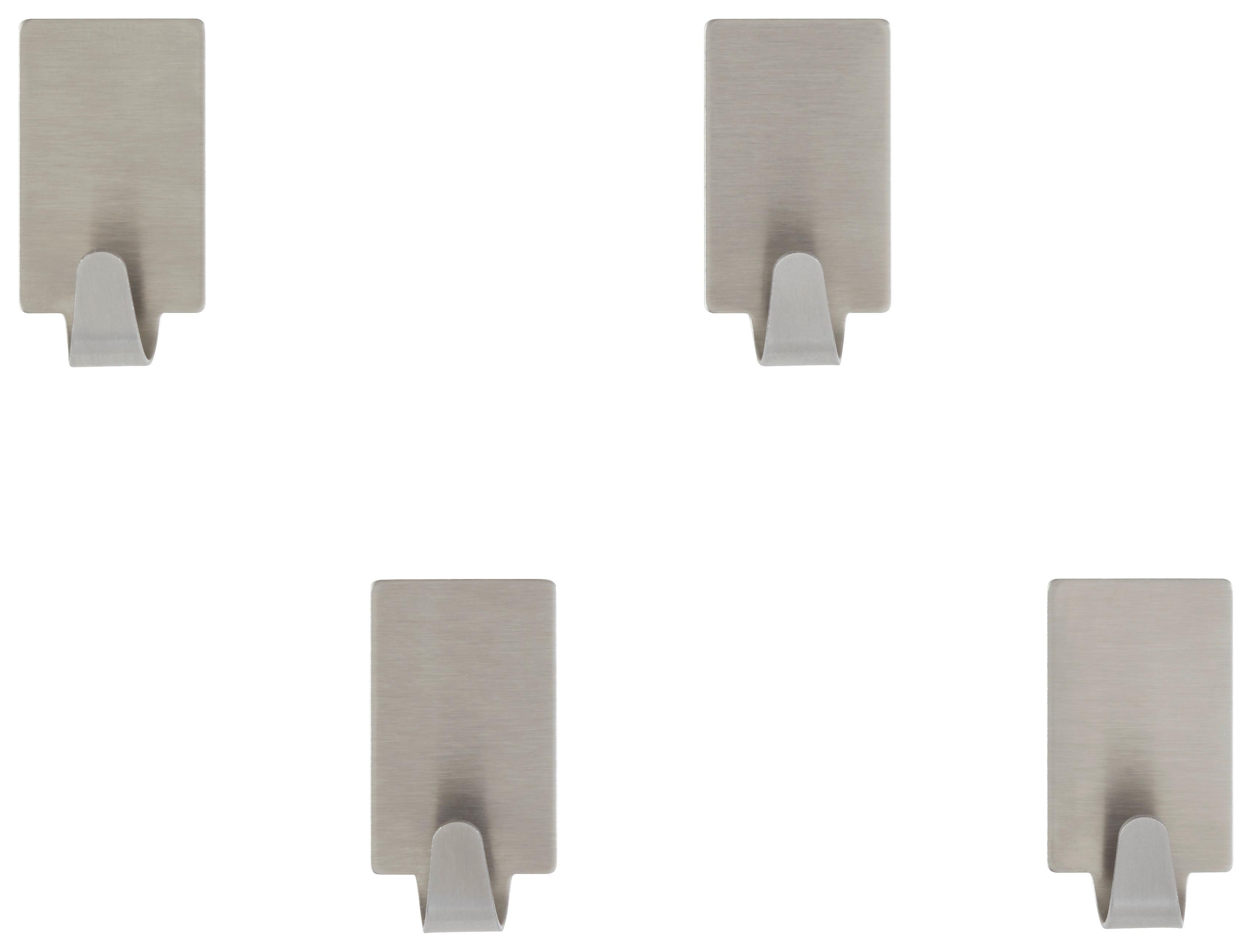 Klebehaken Wenko aus Metall, 4 Stück - Edelstahlfarben, Metall (1,9/3,4/1,5cm) - Modern Living
