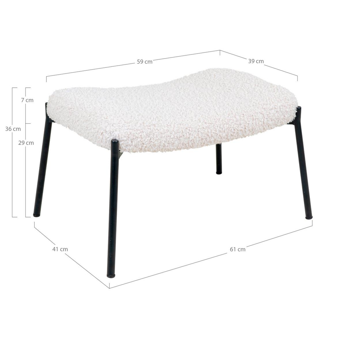 Hocker Glasgow Weiß - Schwarz/Weiß, Basics, Textil/Metall (63/39/42.5cm)