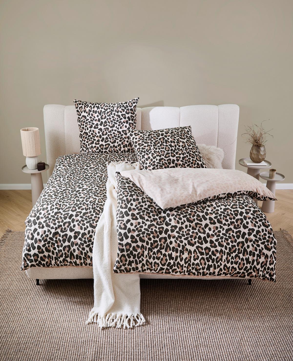 POŚCIEL DWUSTRONNA LION - masa perłowa/brązowy, tkanina (135/200cm) - Novel