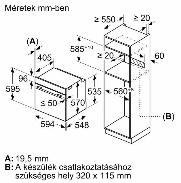 Beépíthető Sütő Hba534es3 - fém (59,5/59,4/54,8cm) - Bosch