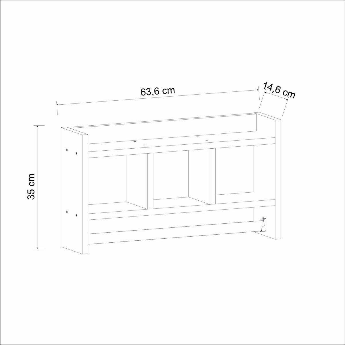 KÜCHENREGAL ASYA R001 WANDREGAL - Weiss, Design, Holzwerkstoff (64/35/15cm) - Livetastic