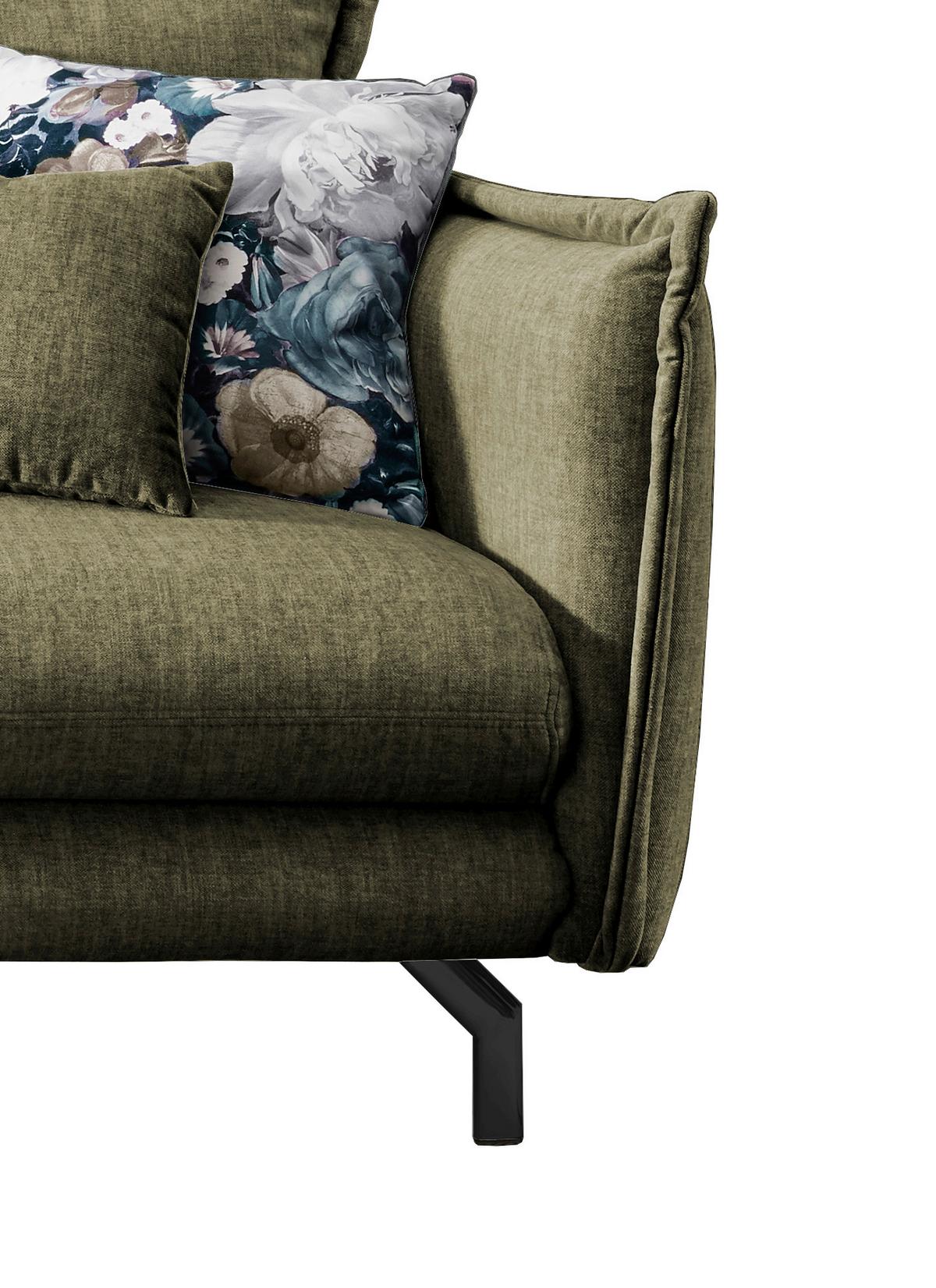 Wohnlandschaft Lava Grün Velours - Türkis/Schwarz, MODERN, Textil/Metall (180/255cm) - Livetastic